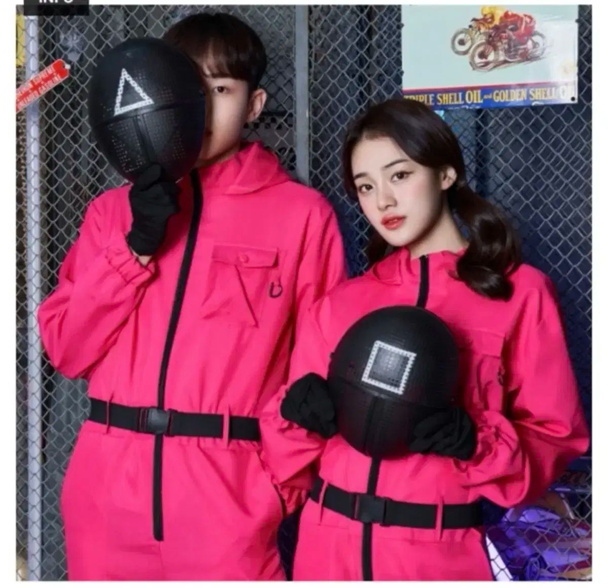イカゲーム公式　韓国　ピンク　ジャンプ　スーツ　Lサイズ イカゲーム コスプレ ジャンプスーツ 服 マスクされています