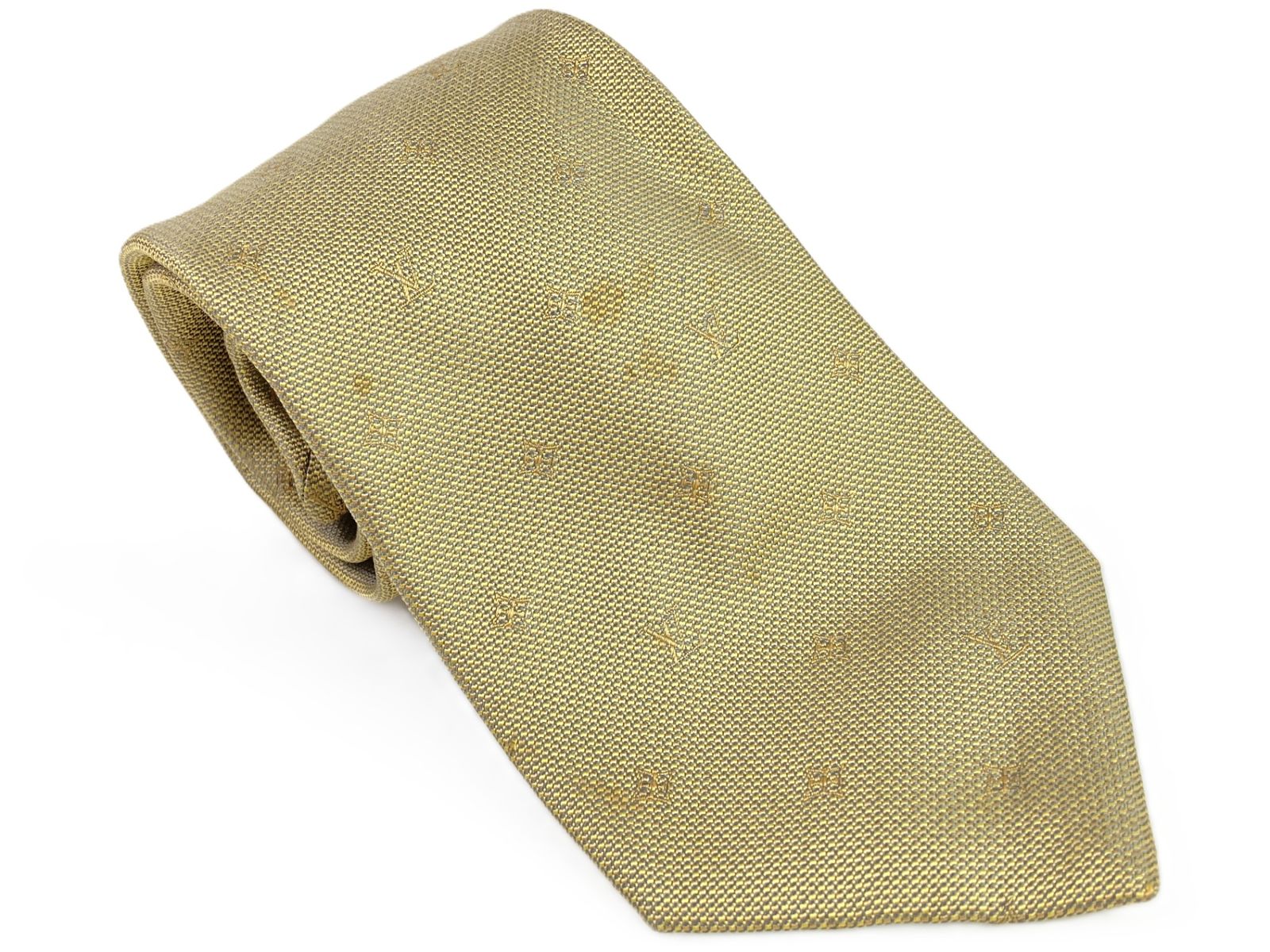 ルイ ヴィトン Louis Vuitton モノグラム シルクネクタイ 剣先 9.5cm ゴールド系 LV