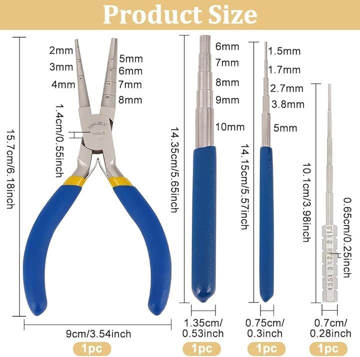 BENECREAT 4点 ペンチ ワイヤーループツールセット プライヤー マンドレル 鉄線巻き取りロッド ジュエリーワイヤーラッピング  ジャンプリング成形用 手芸ツール( ペンチセット) - メルカリ