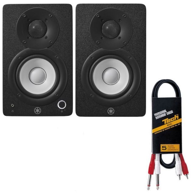 パワード スピーカー スタジオ モニター YAMAHA ヤマハ HS4B ブラック ペア RCA ピン - フォーン 1.5m ケーブル