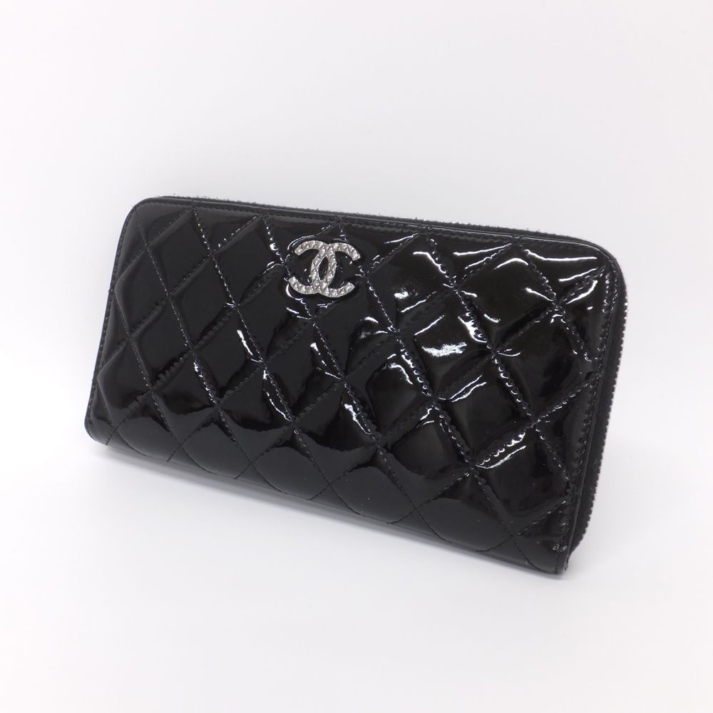 天白】シャネル 長財布 マトラッセ ラウンドファスナー ブラック