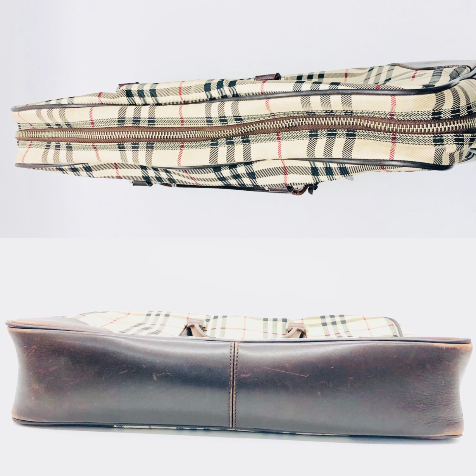 【極美品】バーバリー トートバッグ レザー 白 A4可 ノバチェック ビジネス 極美品】バーバリー トートバッグ レザー 白 A4可 ノバチェック