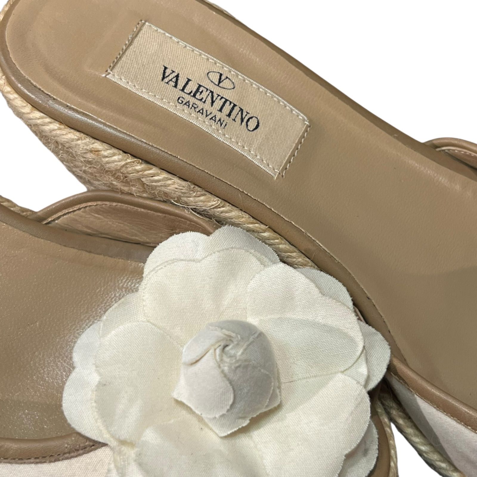 VALENTINO ヴァレンティノ サンダル ファブリック フラワー ウェッジ 
