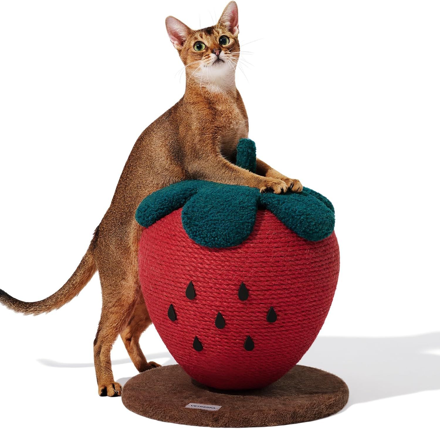 VETRESKA 猫 爪研ぎ イチゴ 爪とぎボール つめとぎ 苺 爪とぎ サクランボ 猫用 スクラッチャー ジュートロープ 33*33*38 cm 長さ×幅×高さ