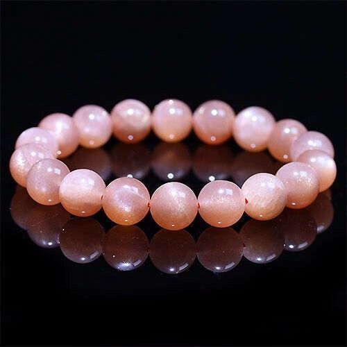 K1836-10m〕10mmオレンジサンムーンストーン ブレスレット Orange