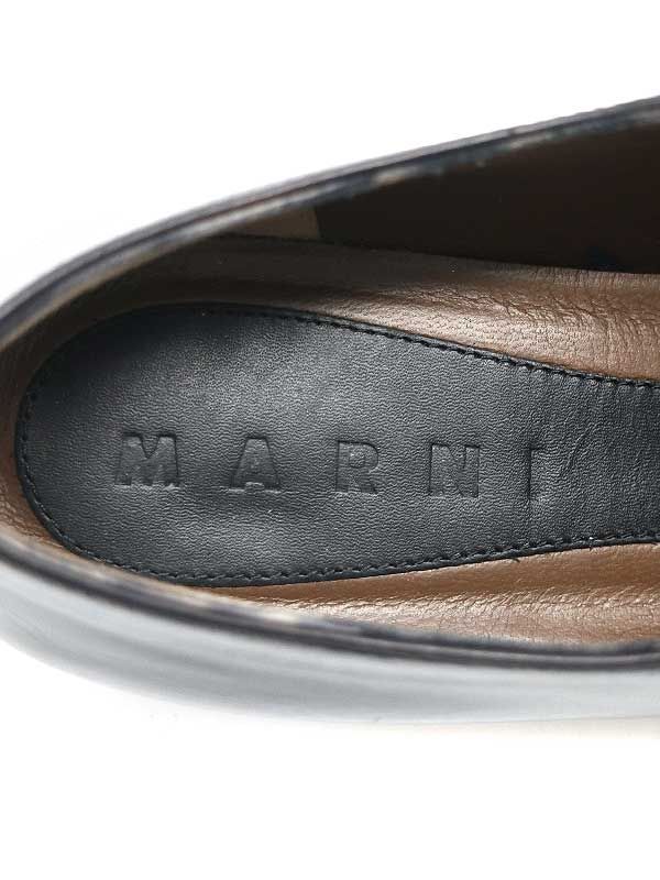 MARNI マルニ メタリックスクエアトゥレザーシューズ ブラック 37-