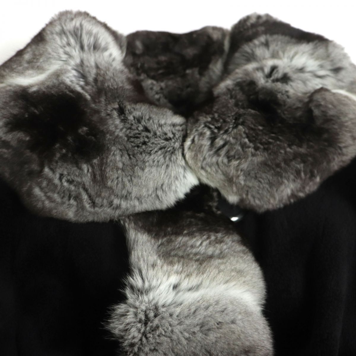 極美品 高級毛皮 シェアードミンク×チンチラ ロングコート ブラックに近い-