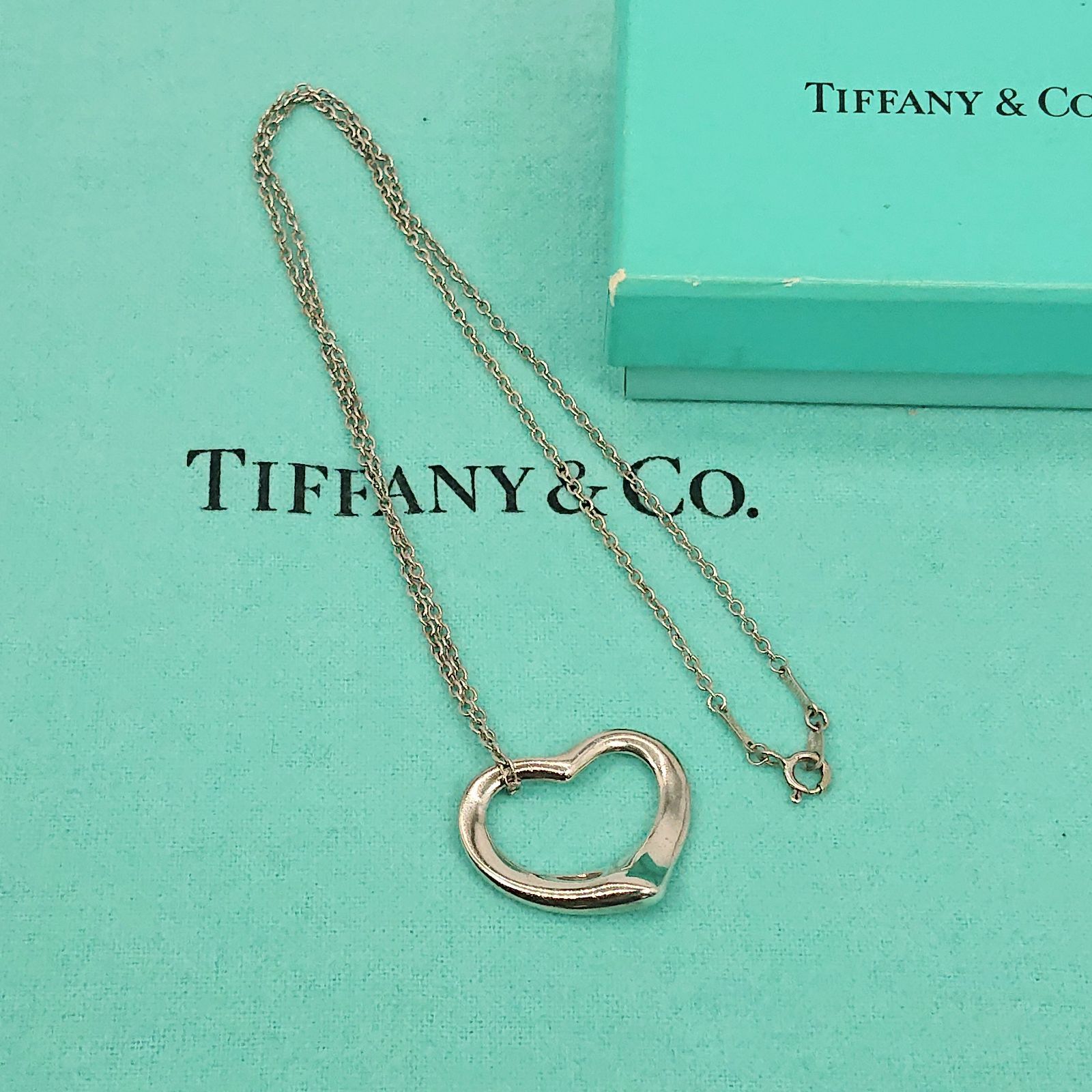 TIFFANY & COティファニー オープンハートＬサイズネックレス925シルバー 箱付き