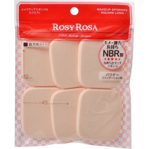 スクエアL 6 P メイクアップスポンジN コンパクトにすっぽり収まるスクエア型スポンジ ロージーローザ