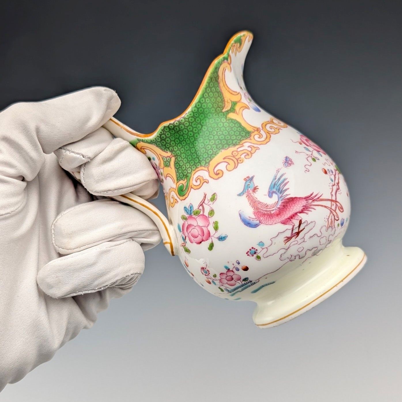20世紀前半 英国ミントン 磁器製 ミルクジャグ コカトリス グリーン 20世紀前半 英国ミントン 磁器製 ミルクジャグ コカトリス