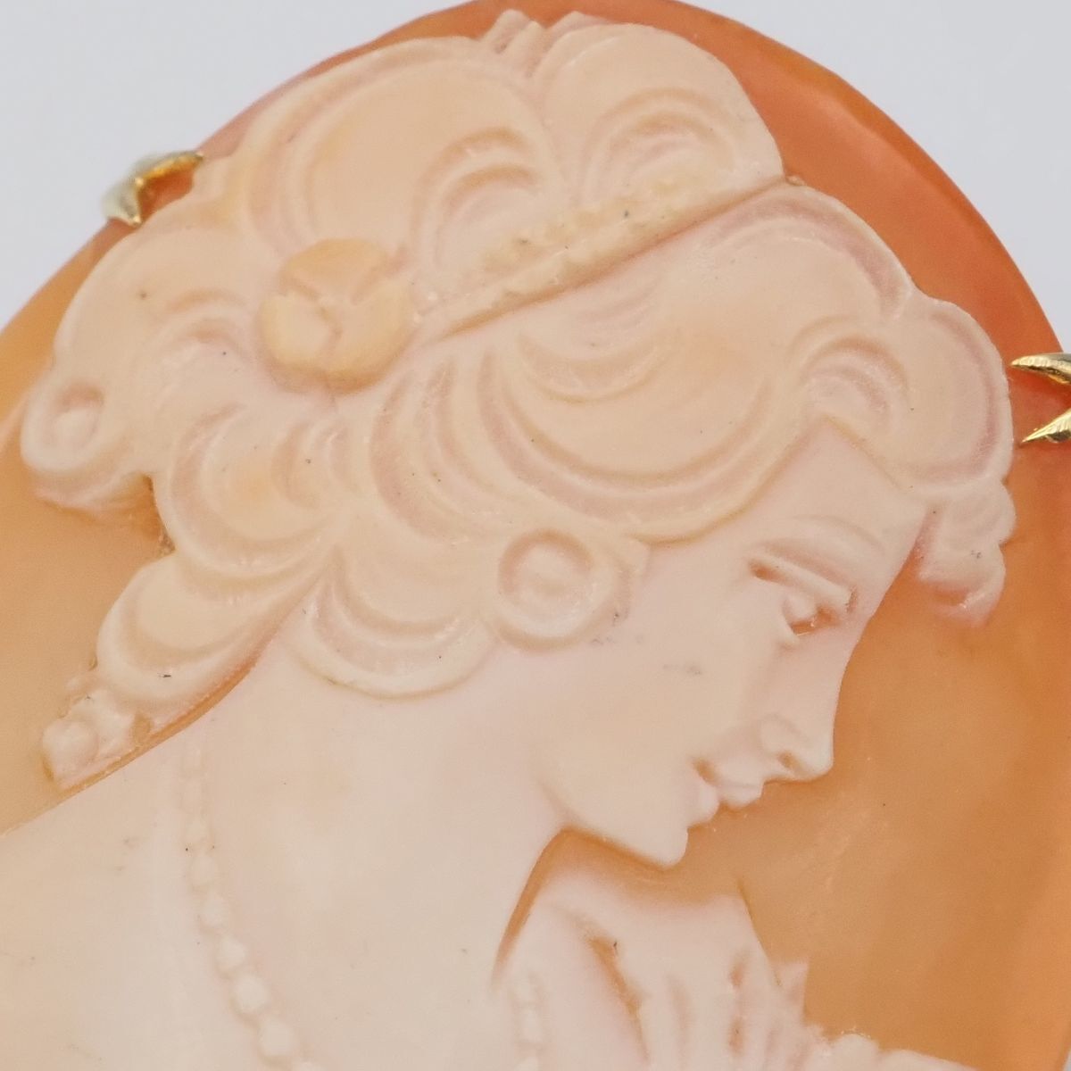 カメオブローチ 女性の横顔 k18 18金 カメオ ブローチ 女性の横顔 楕円