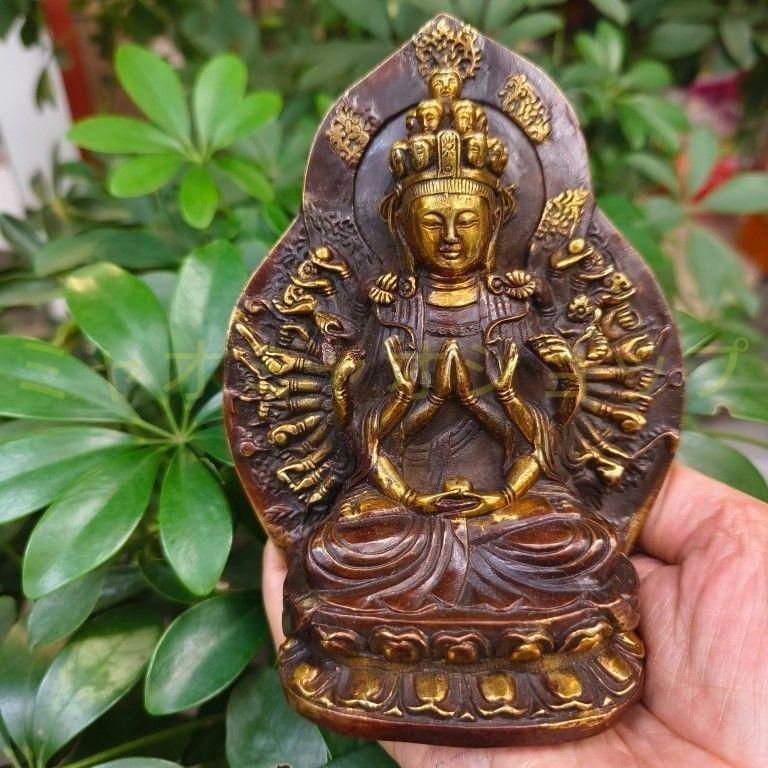 銅器 仏像 千手観音菩薩 鎮宅 辟邪 開運風水 招財 置物 工芸品