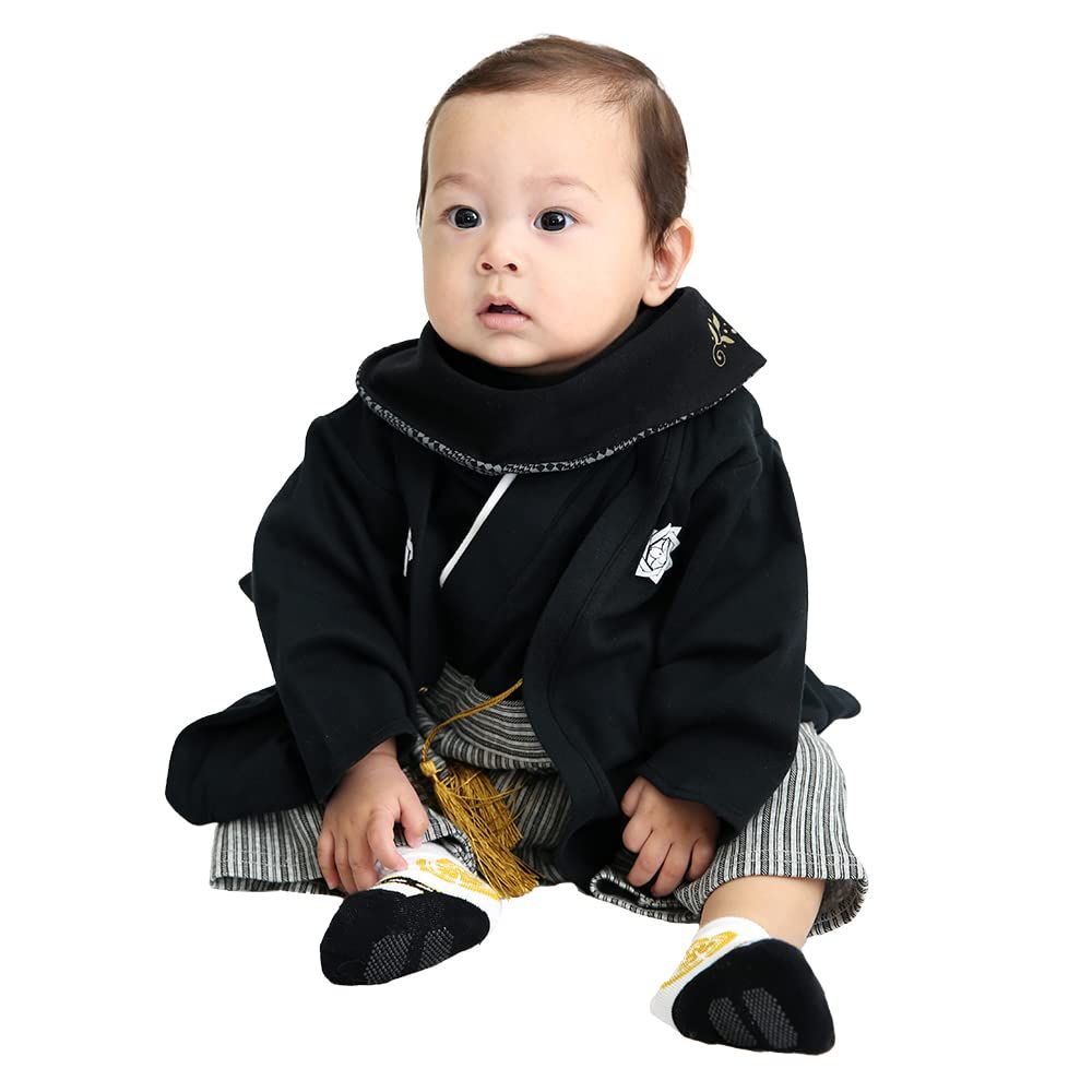 【迅速発送】Puff 2 Kids ベビー キッズ 子供服 袴風 カバーオール ロンパース 男の子 60 70 80 90cm