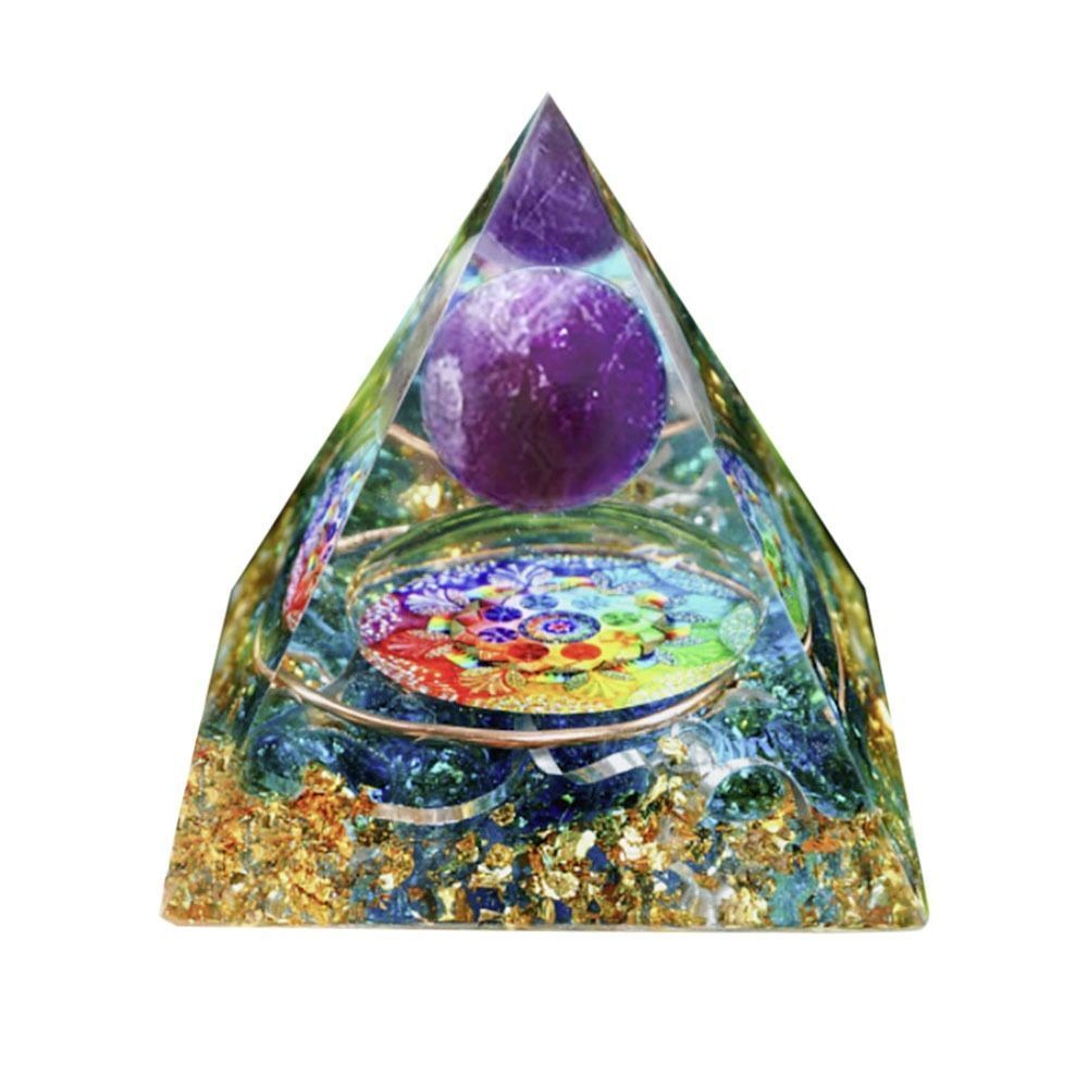 置物 オルゴナイト カラフル 球体 惑星 金箔 ストーン チャクラ 幸運