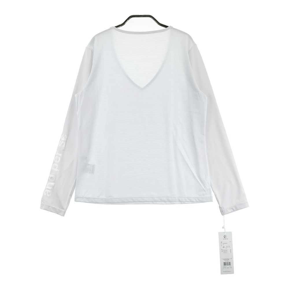 サイズ：LL AND PER SE アンパスィ  Vネック 長袖インナーTシャツ  グレー系 [240101434267] ゴルフウェア レディース ストスト サイズ：LL AND PER SE アンパスィ Vネック 長袖インナーTシャツ