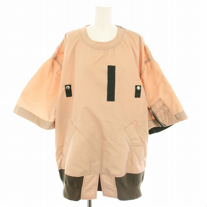 サカイ sacai サンプル品 MA-1風カットソー ミリタリージャケット プルオーバー 八分袖 ピンク 緑 グリーン /YT レディース サカイ sacai サンプル品 MA-1風カットソー ミリタリー