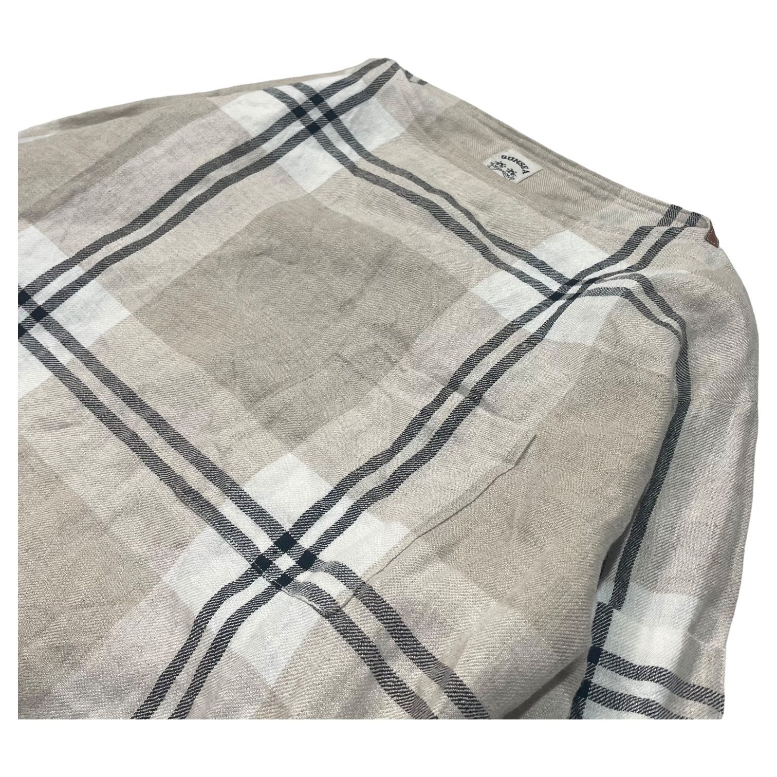 SUNSEA(サンシー) 21SS LINEN CHECK BOAT-NECK SHIRT リネン チェック 