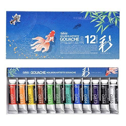 夏 ホルベイン 不透明水彩絵具〈ガッシュ〉 日本色 ＂彩＂ G752 15ml 12色セット 夏 03752