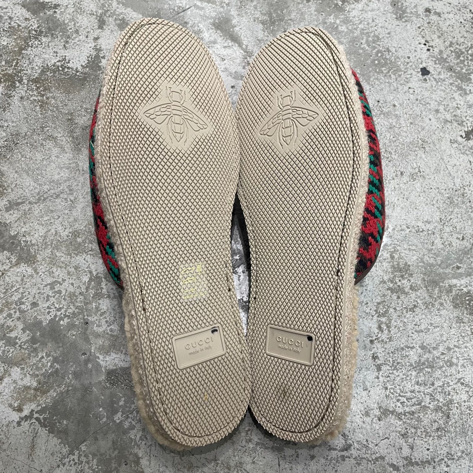 【断捨離中♡】 GUCCI❤️グッチ／ホースビットチェックスリッポン❤️ 未使用品 GUCCI チェック ボア ホースビット サンダル