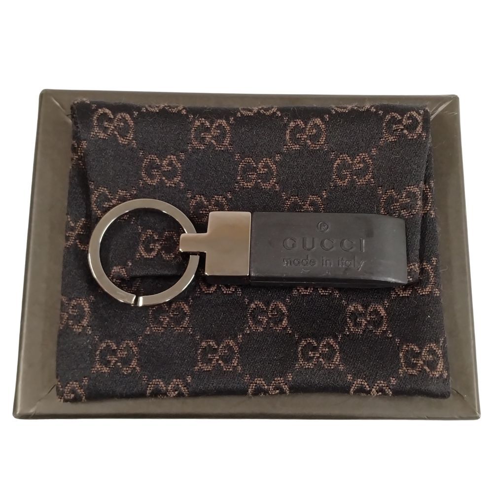 GUCCI グッチ ロゴ ラバーキーリング キーホルダー ブラック 正規品 / B5598