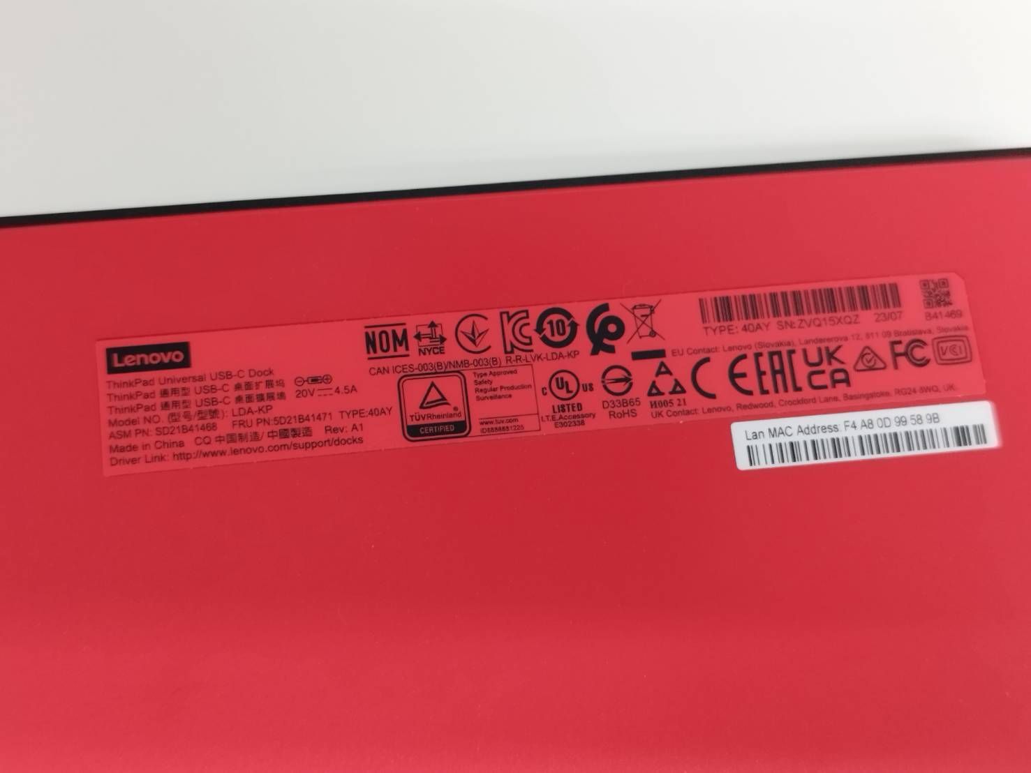 セール 【良品】Lenovo ThinkPad Universal USB-C ドック/LDA-KP