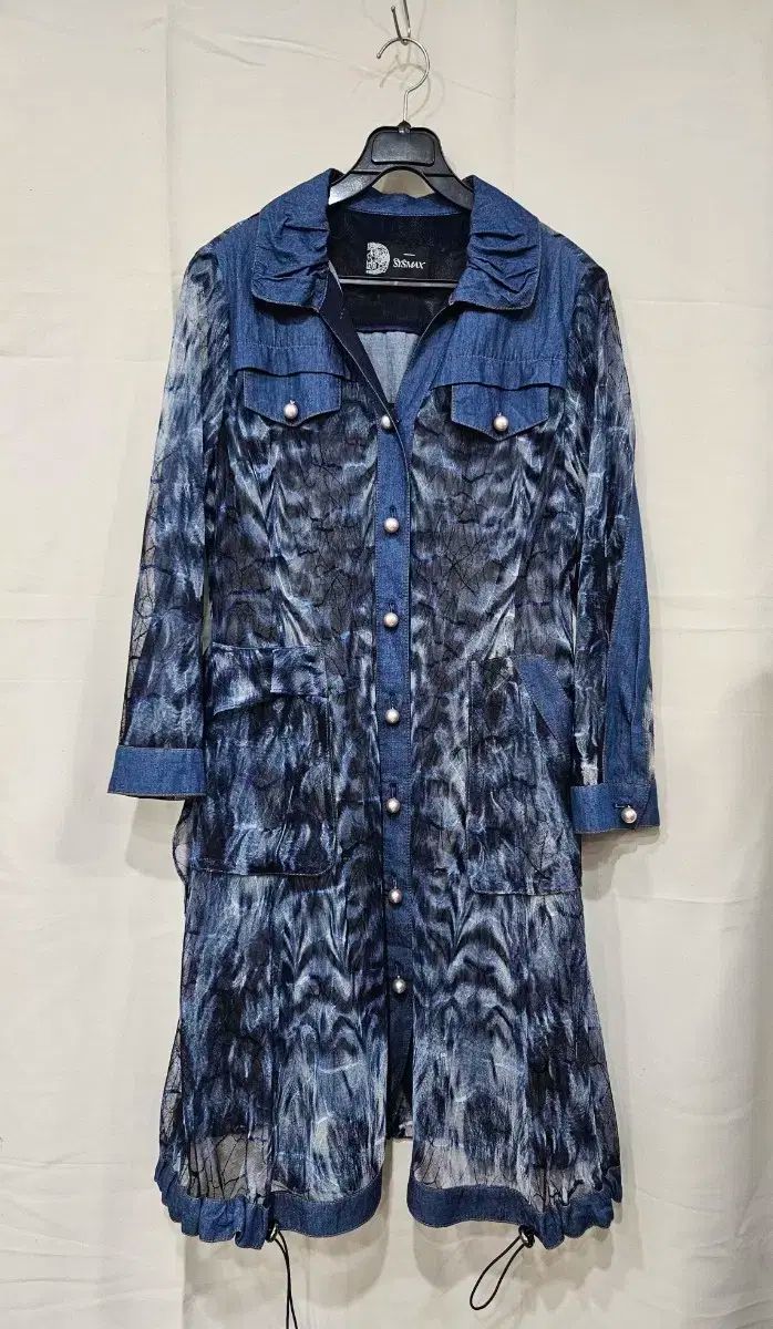 シスマックス デニム ミックス ロング シースルー シャツ