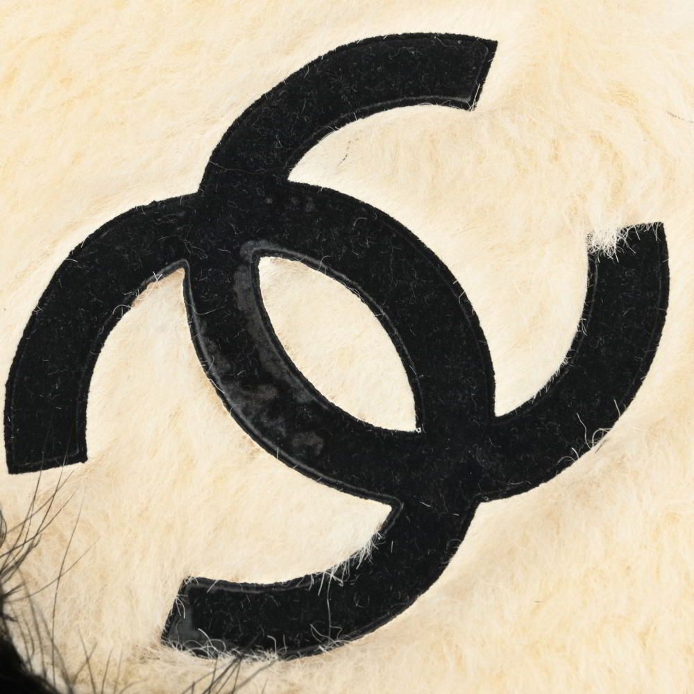 CHANEL 1994 リアルファー付き ココマーク ロゴ パイルマフラー  