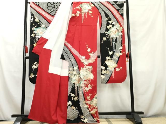 平和屋着物○豪華振袖 総絞り 霞舞花文 ロング丈 正絹 逸品 AAAW9407br