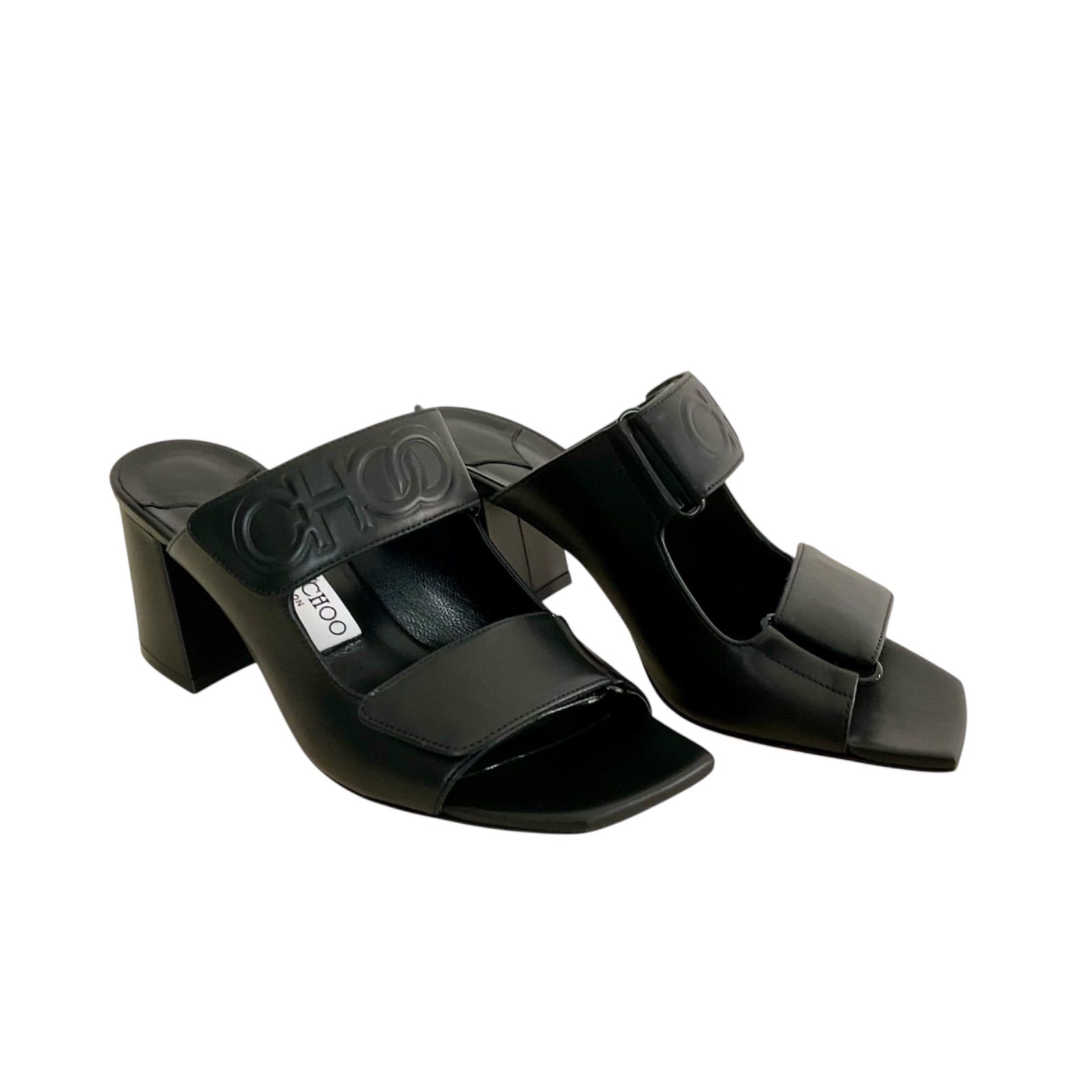 サンダル・ミュール JIMMY CHOO CALFLEATHER SANDAL BLACK 新品⭐️CHOOサンダル】 JIMMY CHOO ジミーチュウ CALFLEATHER