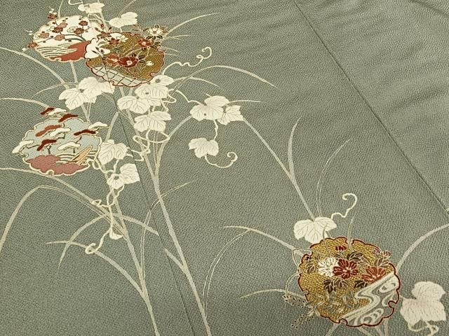 平和屋着物○色留訪問着 本場染大島紬 流線文 正絹 逸品 CAAY3099vf