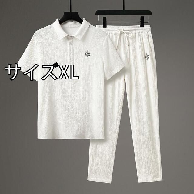 サイズXL 秋冬 コーデ メンズ 服 シンプル ファッション オシャレ 大人 かっこいい 大きいサイズ ストリート 紳士服 薄 リネン スーツ ポロシャツ 綿麻 半袖 T シャツ
