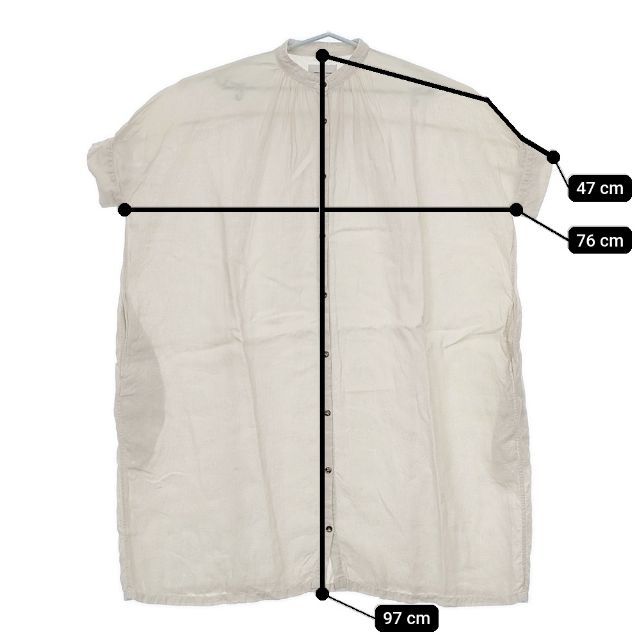 Honnete オーバーダイアイリッシュリネン 半袖 ノーカラー ワンピース