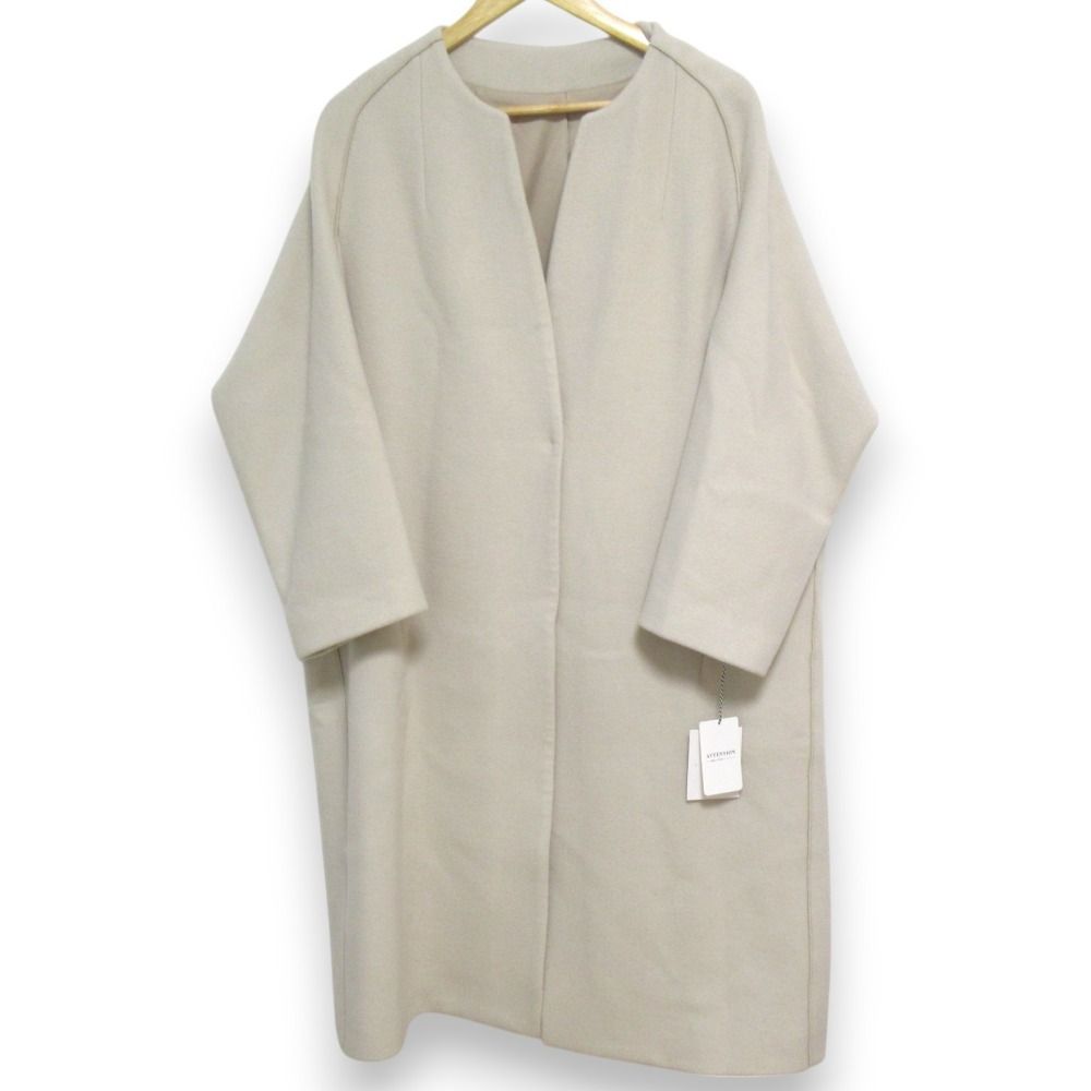 CITYSHOP - 未使用 CITYSHOP シティショップ ウールブレンド ノーカラー オーバーコクーンコート 19-020-042-5060 サイズF ベージュ レディース 古着 中古 USED 未使用 CITYSHOP シティショップ ウールブレンド ノーカラー オーバー