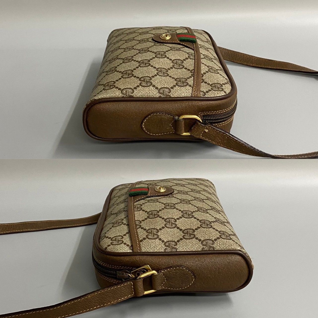 美品 GUCCI オールドグッチ ミニショルダーバッグ シェリーライン ブラウン - バッグ