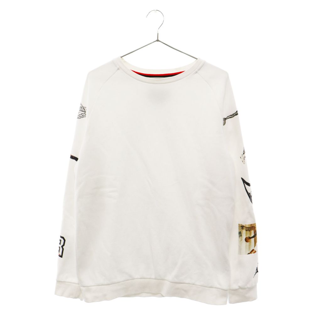 JORDAN BRAND (ジョーダンブランド) 袖プリント CREWNECK SWEAT 裏起毛長袖スウェット トレーナー ホワイト