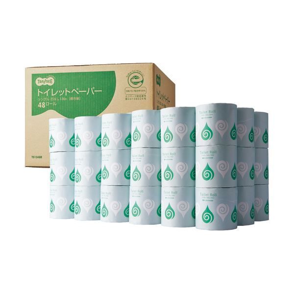 TANOSEE トイレットペーパー個包装 シングル 芯なし 130m 1ケース 48ロール