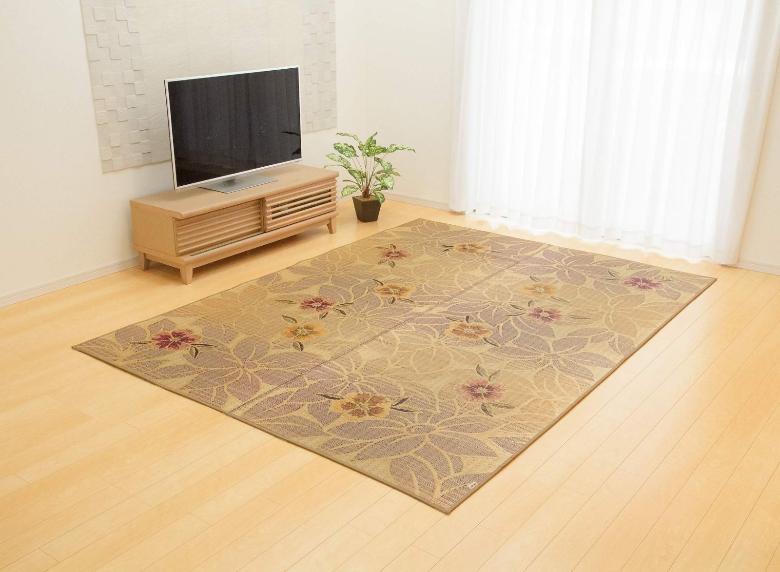 豊富な，本物保証 【数量限定】#1705920 日本製 ベージュ 約191×191cm なでしこ カーペット ラグ い草 イケヒコ・コーポレーション ラグ・カーペット