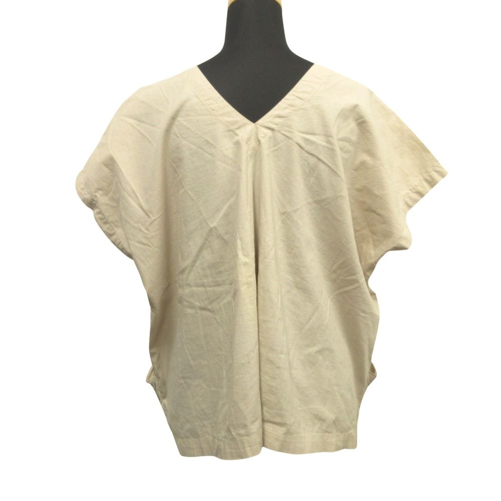 12ss me ISSEY MIYAKE ミーイッセイミヤケ ワイド カットソー プルオーバー シャツ Vネック ベージュ レディース 古着