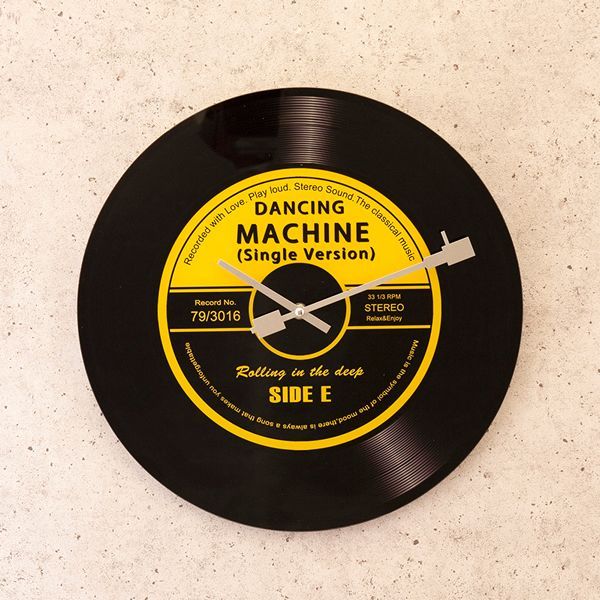 ガラス製 レコードデザイン 掛け時計 ウォールクロック 【レコード