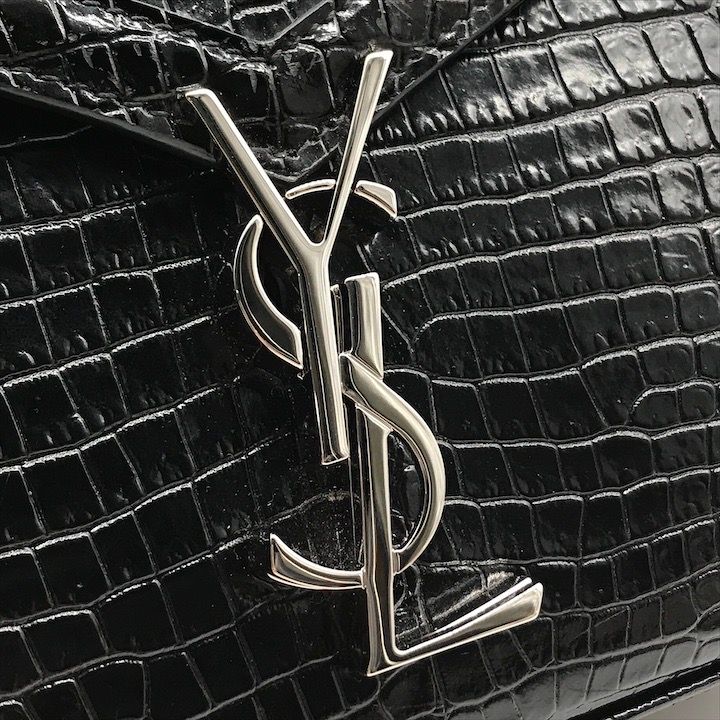 美品 YSL サンローラン パリ クロコダイルエンボス カサンドラ 2WAY
