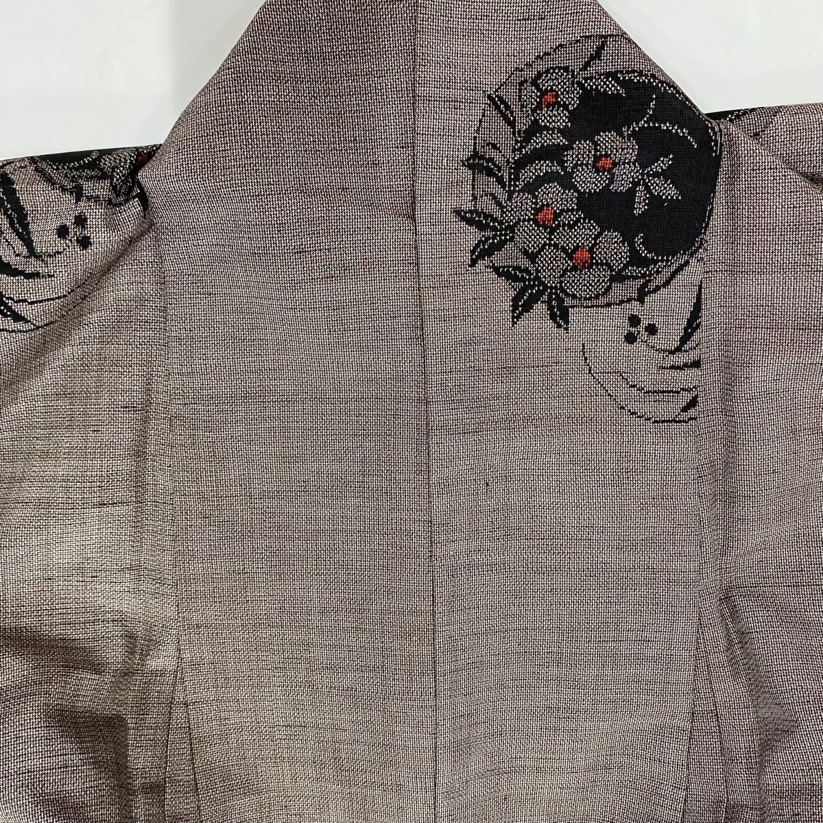 紬 身丈156cm 裄丈64cm M 袷 花丸文 茶色 正絹 美品 秀品 【中古  