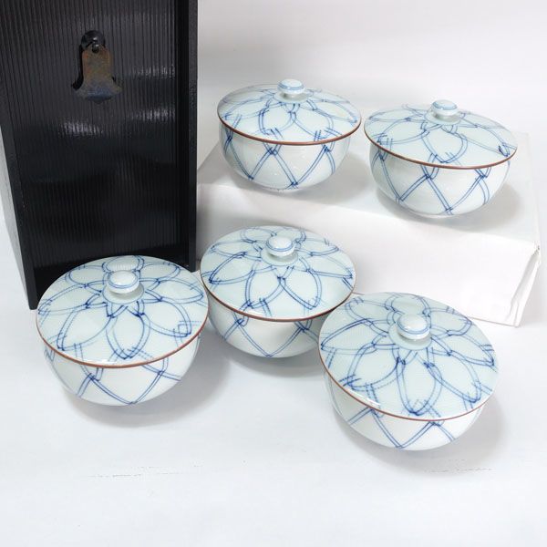 値下げ、たち吉　花くらべ5本立て　結界　お茶道具/共箱 たち吉 花くらべ5本立て 結界 お茶道具/共箱