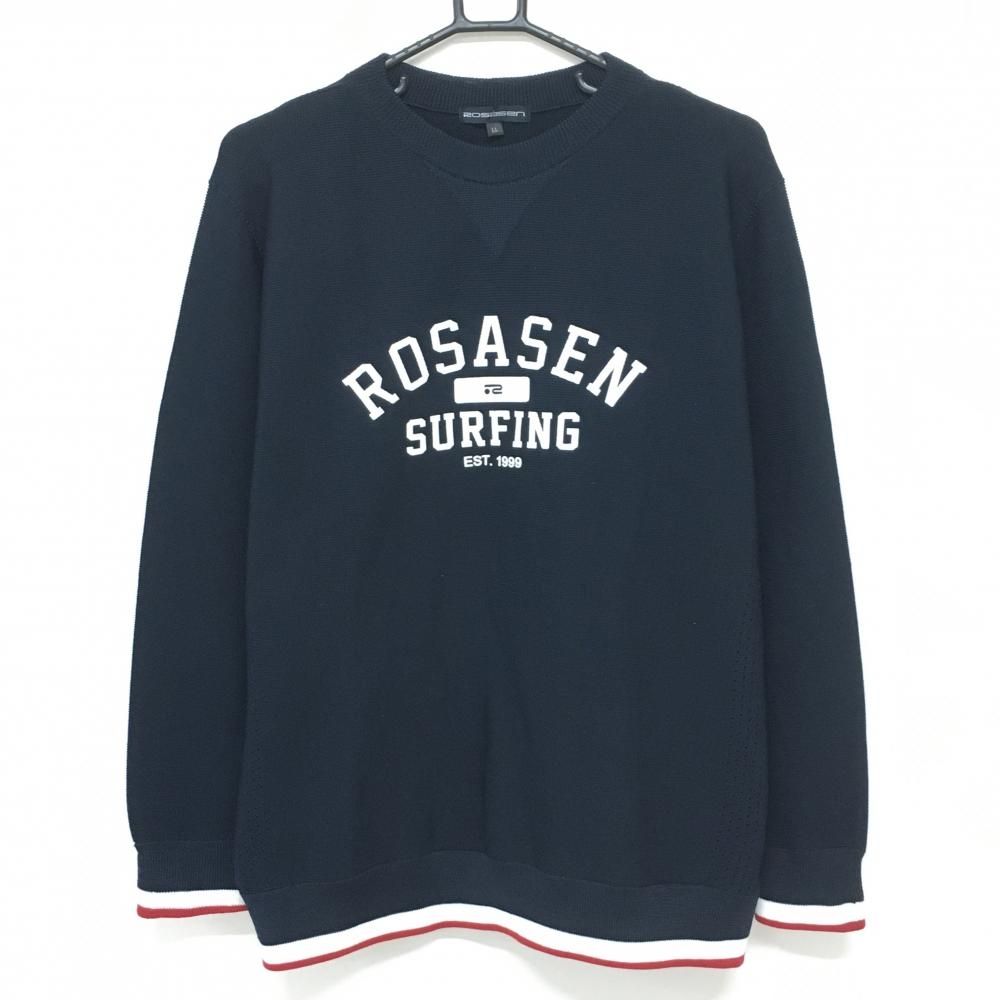 ロサーセン ロゴ入り セーター 超美品】ロサーセン セーター ネイビー×白 ロゴプリント ニット メンズ