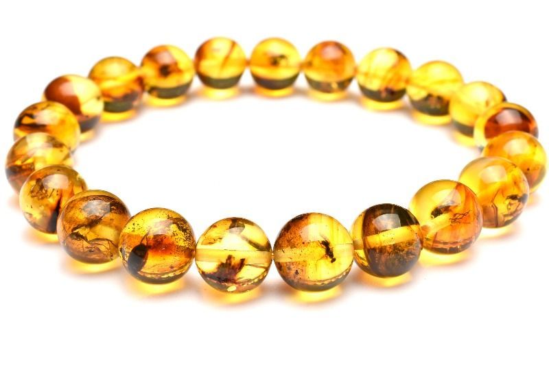 １点物 全粒内包 入荷 虫入りアンバー琥珀 9mm ブレスレット パワーストーン 天然石 _MA9174 NEXPOTALLINN_EU