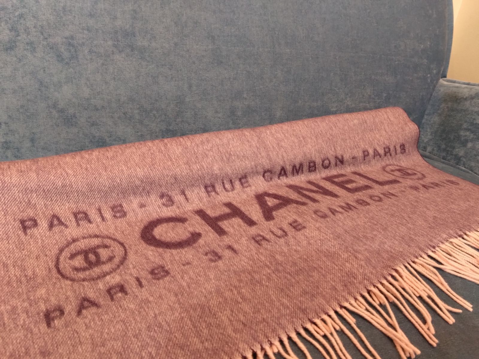2064 CHANEL シャネル ロゴ カシミヤ ストール ショール マフラー