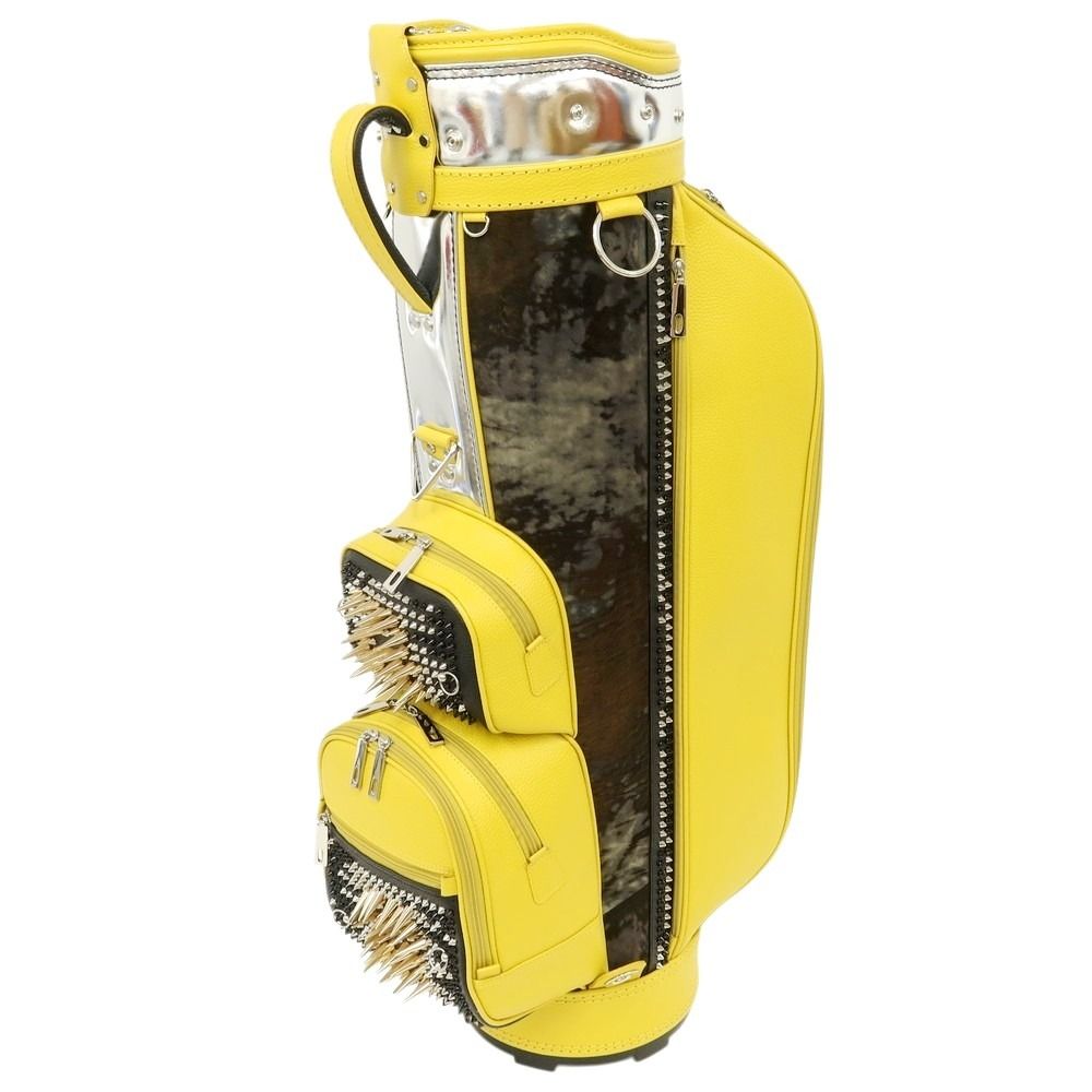 【中古】【未使用】ボンジャポネ BONJAPONE × KOYAMA GOLF BAG FACTORY PUNK レザー スタッズ ゴルフバッグ シルバーxイエロー系【ユニセックス】 中古】【未使用】ボンジャポネ BONJAPONE × KOYAMA GOLF BAG