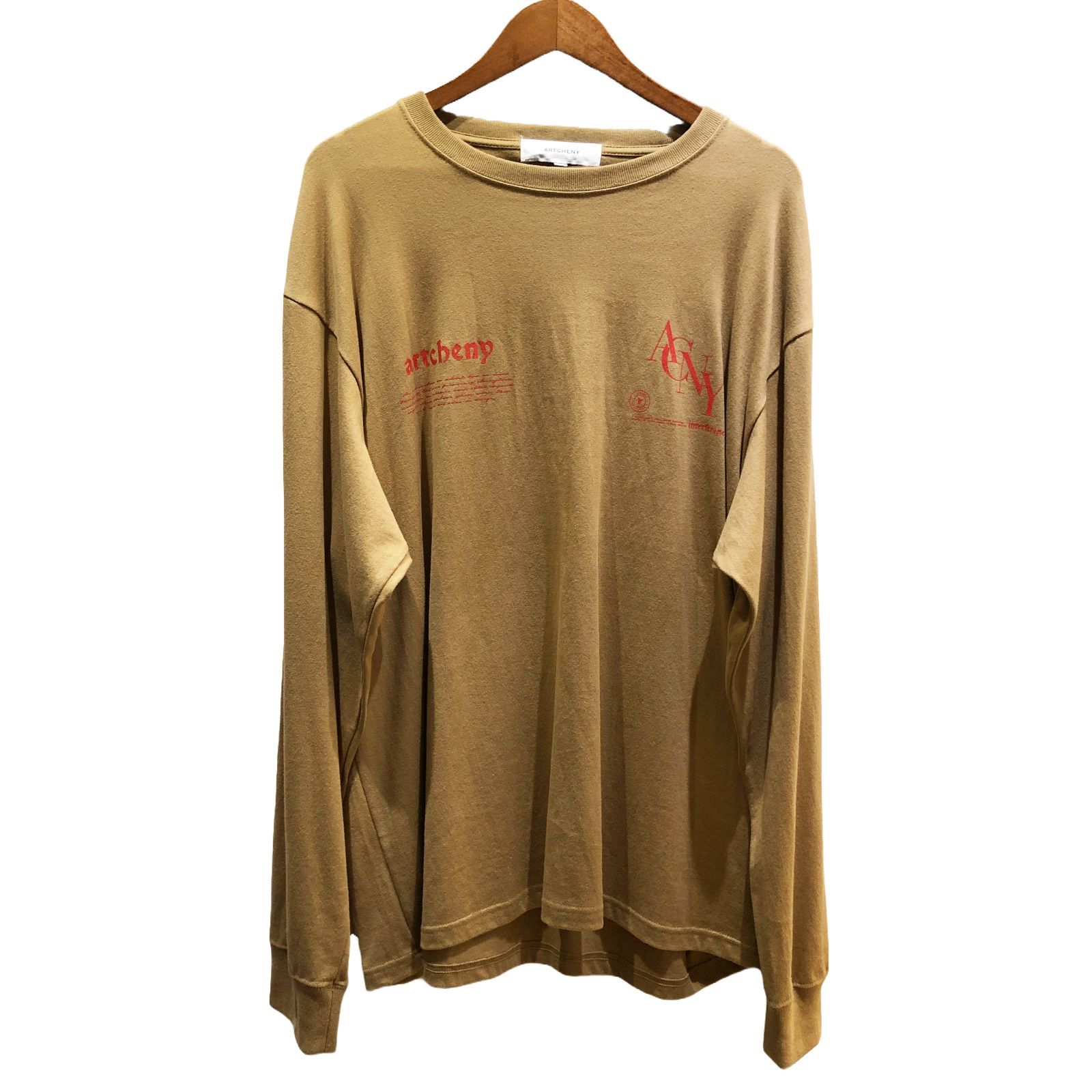 ARTCHENY アーケニー ロゴ クルーネック Tシャツ ブラウン acnaw23002 