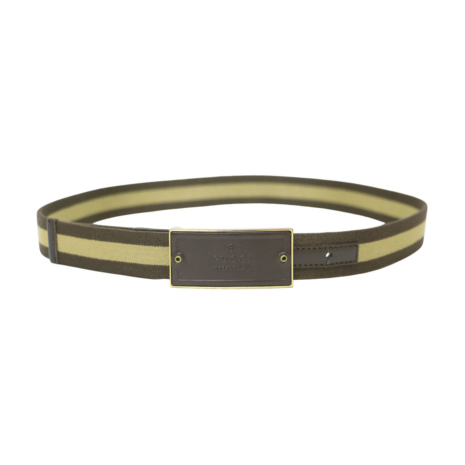 GUCCI グッチ ベルト サイズ | ライン ゴム ベルト | レザー コンビ | ヴィンテージ グッチ | ブラウン ベージュ | イタリア製 | ブランド ファッション アイテム 小物 レディース