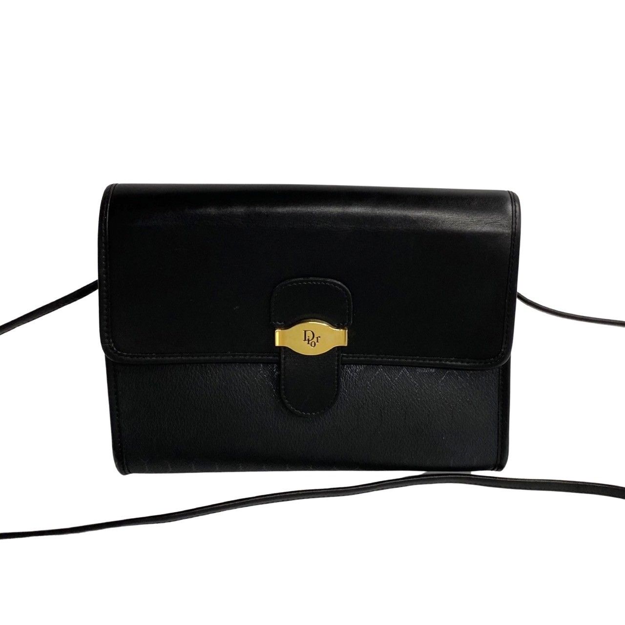 ほぼ未使用 Christian Dior ディオール ハニカム 柄 ロゴ 金具 レザー 