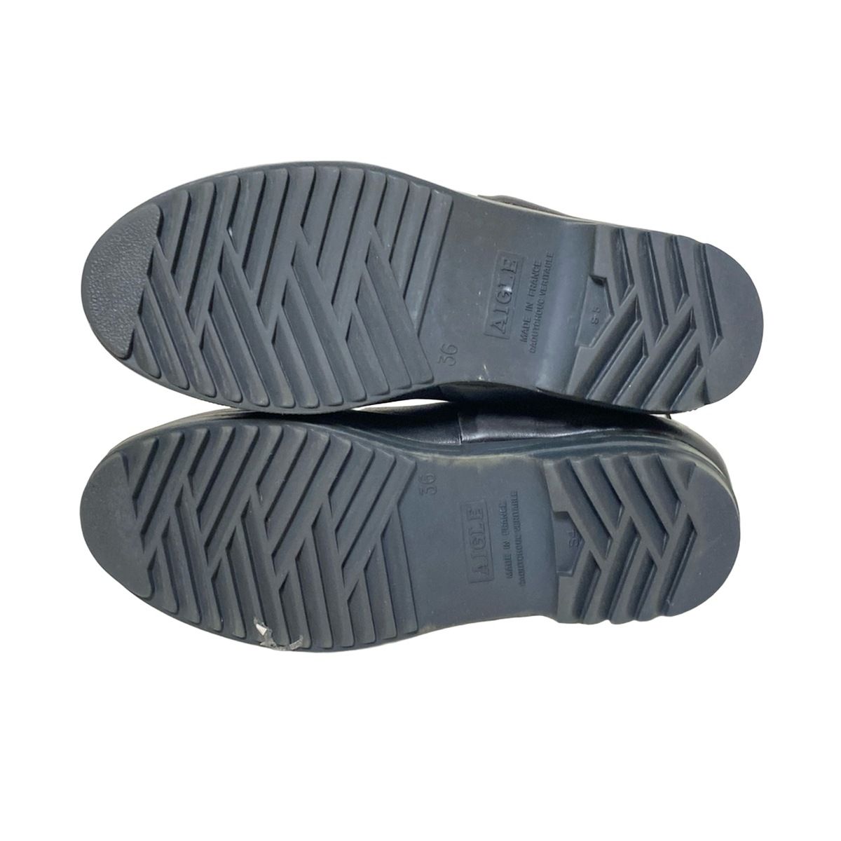 AIGLE エーグル レインブーツ 36 レディース - 黒×レッド KIN-KAAI_COM